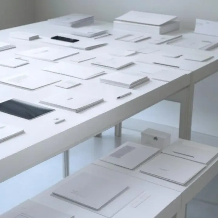 Prémium boutique arculati elemei: logó, névjegyek és csomagolás minimalista környezetben.