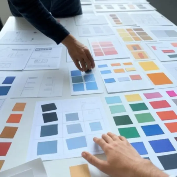 Vázlatok és moodboardok a Danube Design Hub koncepciófejlesztési folyamatából