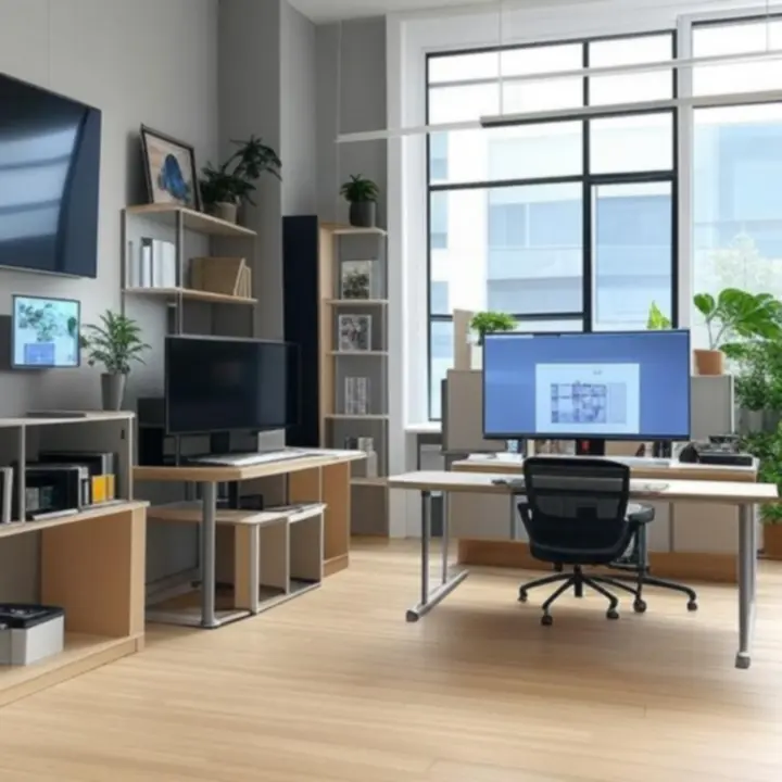 Világos, minimalista belső tér a Danube Design Hub stúdiójában, nagy asztalokkal és kreatív munkafelületekkel.