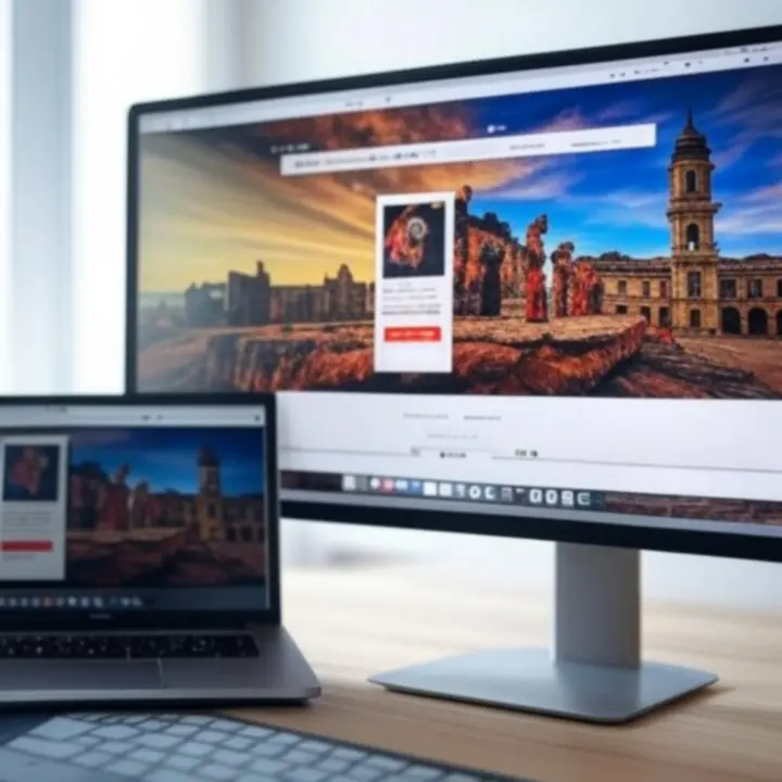 Reszponzív webdesign egy kulturális szervezet számára asztali és mobil nézetben.